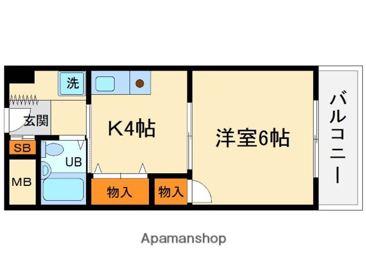 大阪府箕面市小野原東2丁目の賃貸マンションの間取り
