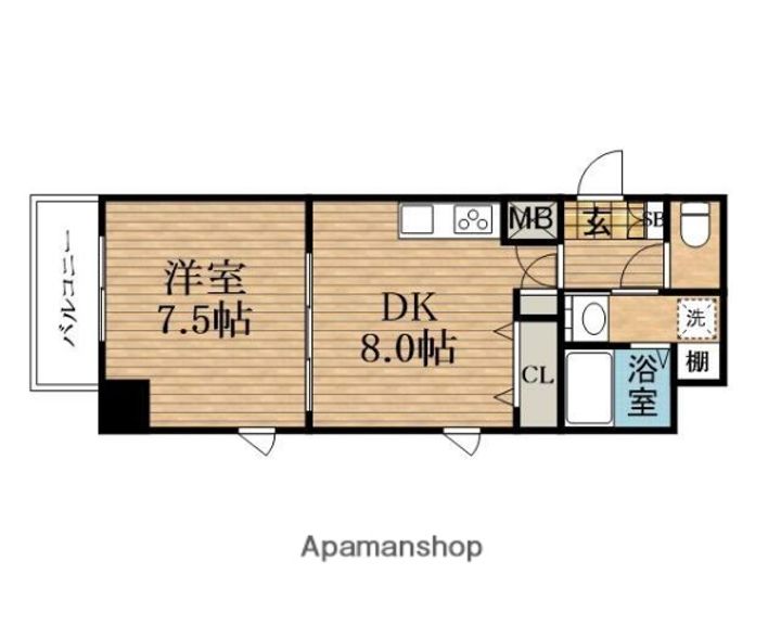 大阪府大阪市中央区東高麗橋の賃貸マンションの間取り