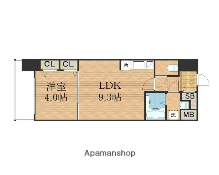 大阪府大阪市中央区淡路町2丁目の賃貸マンションの間取り