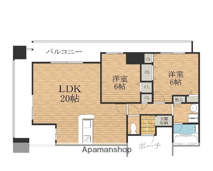 大阪府大阪市中央区高津2丁目の賃貸マンションの間取り