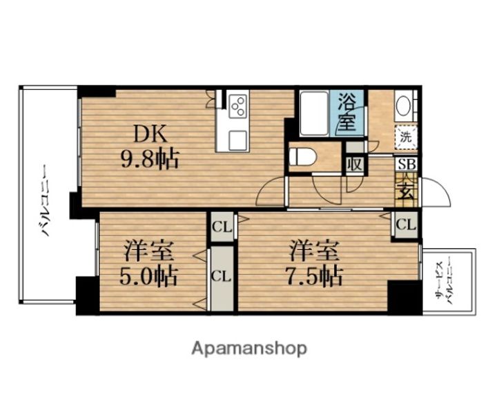 大阪府大阪市中央区玉造1丁目(マンション)の賃貸物件の間取り