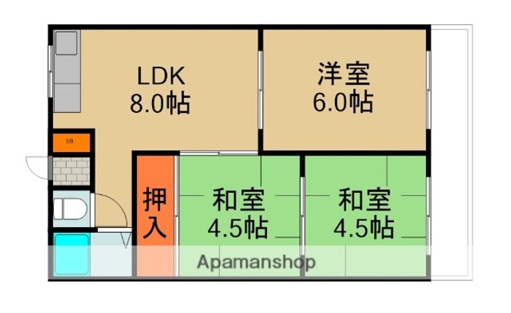 大阪府守口市大日東町の賃貸マンションの間取り