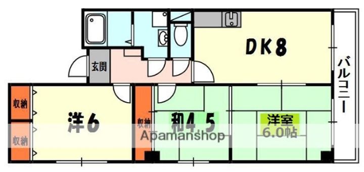 大阪府門真市古川町の賃貸マンションの間取り