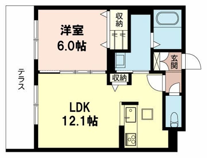 大阪府枚方市南楠葉2丁目の賃貸マンションの間取り