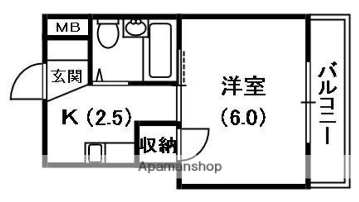 大阪府寝屋川市下神田町の賃貸マンションの間取り