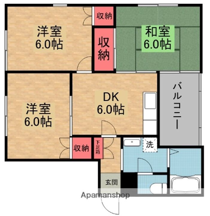 大阪府枚方市南楠葉1丁目の賃貸アパートの間取り