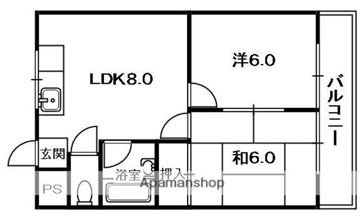 大阪府交野市郡津3丁目の賃貸マンションの間取り