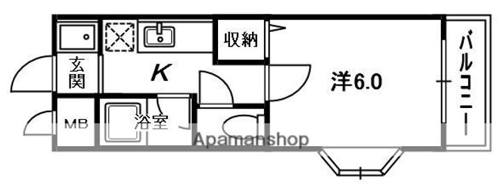 大阪府枚方市楠葉野田1丁目の賃貸マンションの間取り