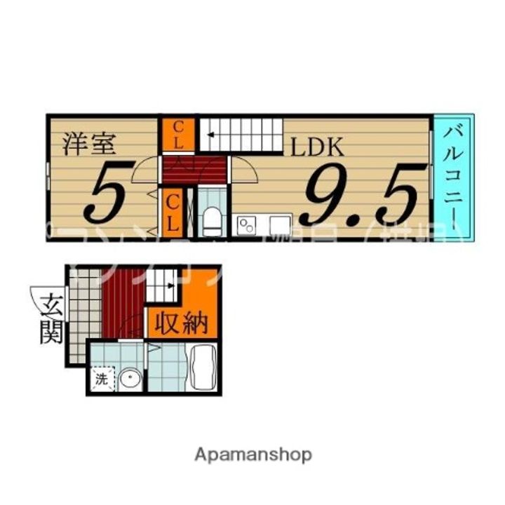 大阪府守口市南寺方南通2丁目の賃貸アパートの間取り