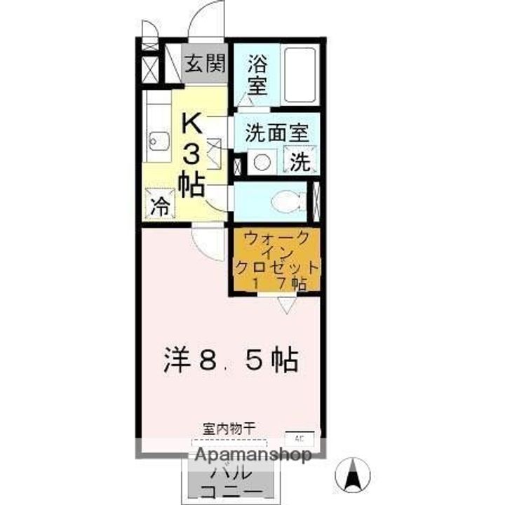 大阪府大東市新田中町の賃貸アパートの間取り