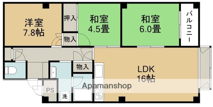 大阪府箕面市箕面8丁目の賃貸マンションの間取り