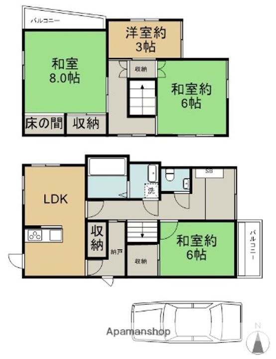 大阪府箕面市箕面5丁目(一戸建)の賃貸物件の間取り