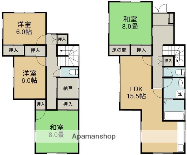 大阪府箕面市稲6丁目(一戸建)の賃貸物件の間取り