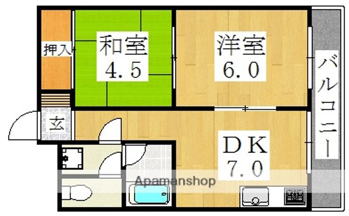 ラウンド東田辺の間取り