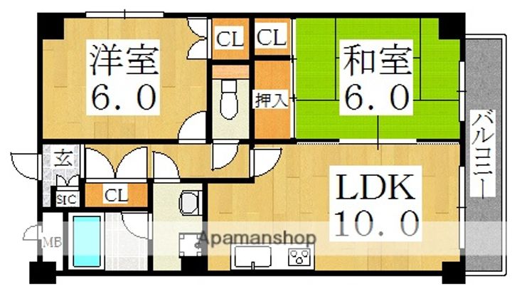 大阪府大阪市阿倍野区松崎町3丁目の賃貸マンションの間取り