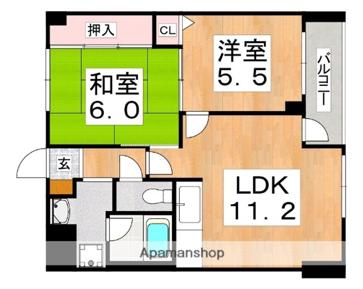 大阪府大阪市平野区平野南1丁目の賃貸マンションの間取り