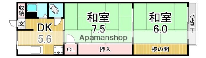 大阪府大阪市住吉区沢之町1丁目の賃貸マンションの間取り