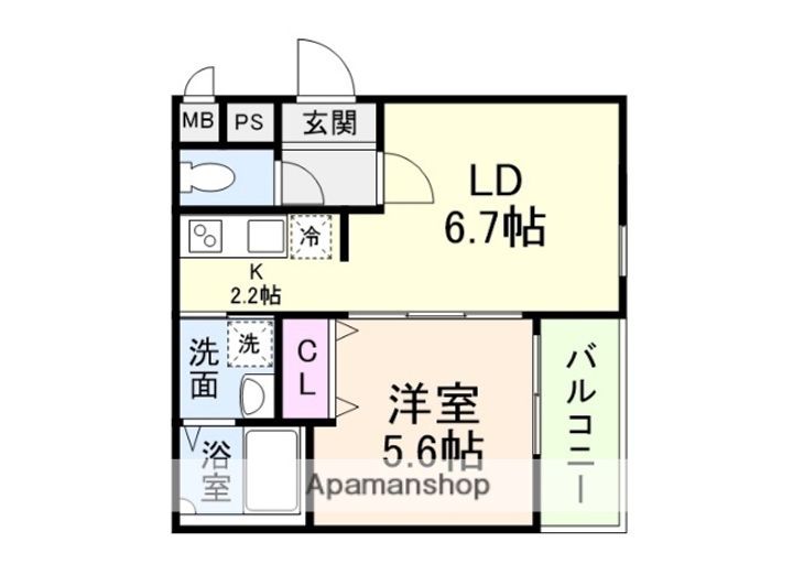 大阪府大阪市東住吉区北田辺6丁目の賃貸アパートの間取り