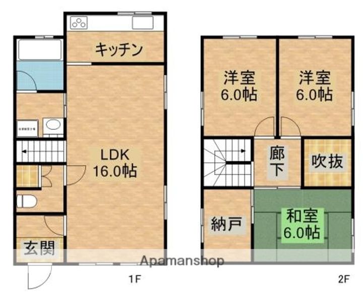 大阪府岸和田市別所町3丁目(一戸建)の賃貸物件戸建ての間取り