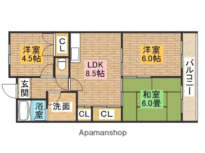 大阪府堺市北区金岡町の賃貸マンションの間取り