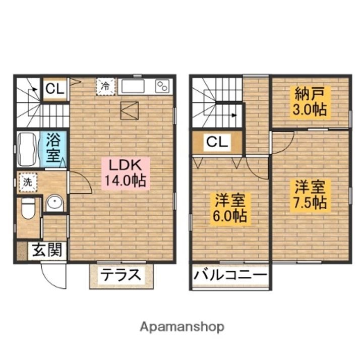 大阪府堺市堺区旭通(一戸建)の賃貸物件の間取り