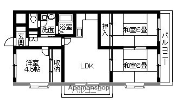 大阪府堺市北区百舌鳥陵南町3丁の賃貸マンションの間取り