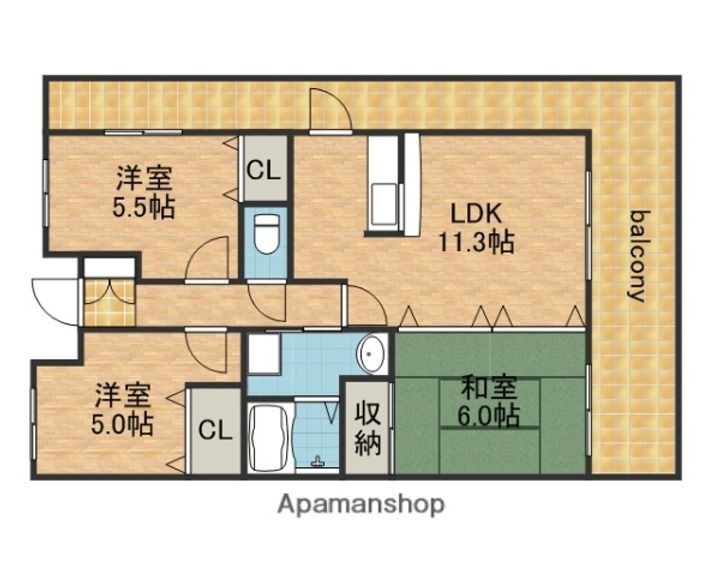 大阪府大阪市生野区巽東3丁目の賃貸マンション601の間取り