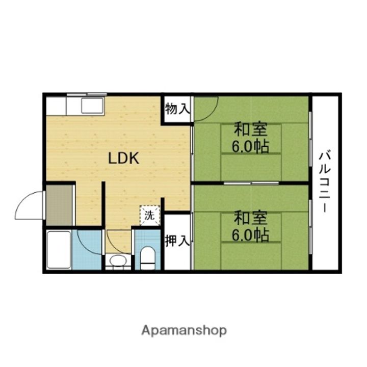 大阪府大阪市平野区背戸口2丁目の賃貸マンションの間取り