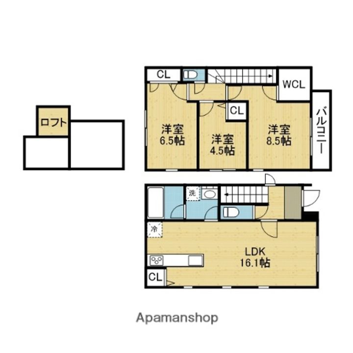 大阪府大阪市天王寺区真法院町(一戸建)の賃貸物件戸建ての間取り
