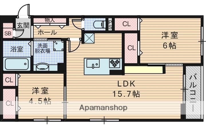 大阪府豊中市服部本町3丁目の賃貸アパートの間取り