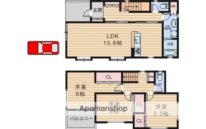 大阪府豊中市上野東2丁目(一戸建)の賃貸物件の間取り
