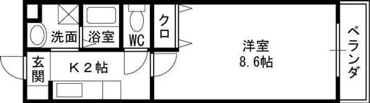兵庫県西宮市上ケ原山手町の賃貸アパートの間取り