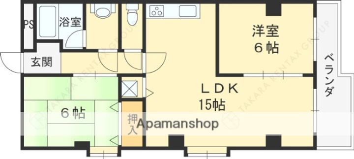 兵庫県西宮市神呪町の賃貸マンションの間取り
