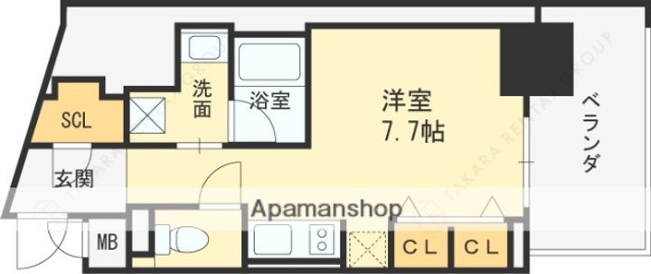 兵庫県西宮市高松町の賃貸マンションの間取り