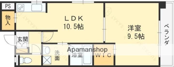 兵庫県芦屋市茶屋之町の賃貸マンションの間取り