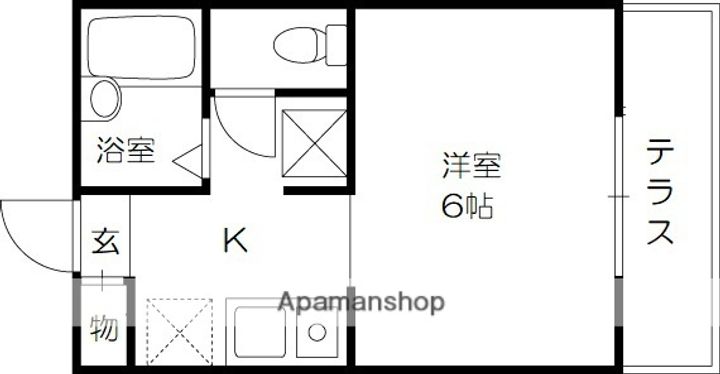 兵庫県西宮市甲子園町の賃貸アパート102の間取り
