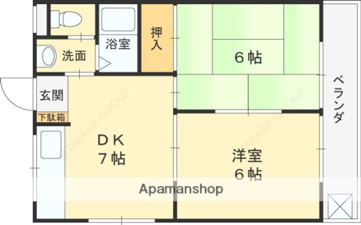 兵庫県西宮市上鳴尾町の賃貸アパートの間取り
