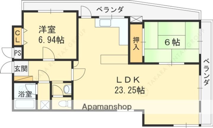 兵庫県西宮市五月ケ丘の賃貸マンションの間取り