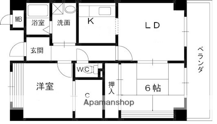 兵庫県西宮市門戸荘の賃貸マンションの間取り