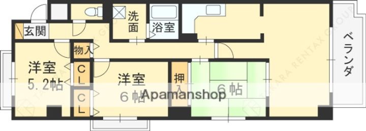 兵庫県西宮市薬師町の賃貸マンションの間取り
