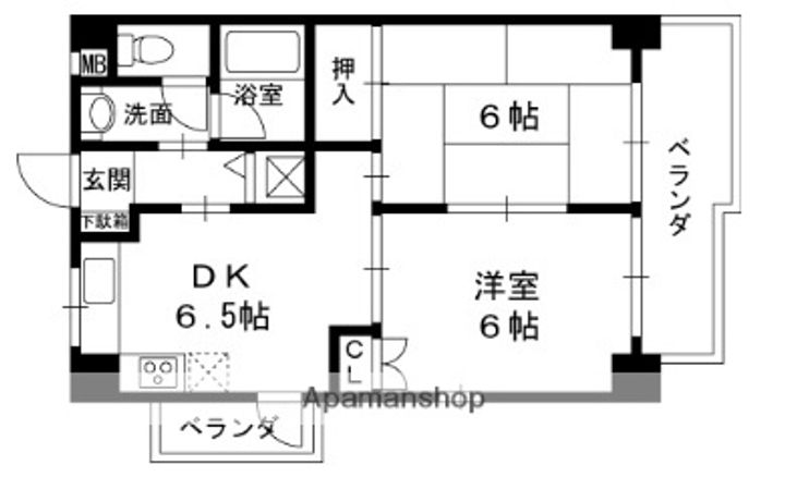 兵庫県西宮市殿山町の賃貸マンションの間取り