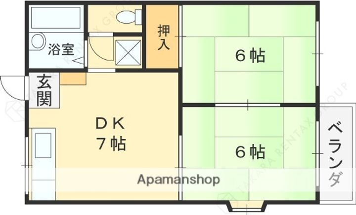 大阪府東大阪市客坊町の賃貸アパートの間取り
