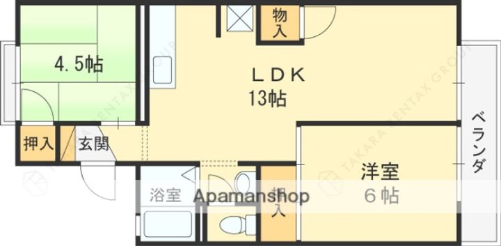 兵庫県西宮市日野町の賃貸アパートの間取り