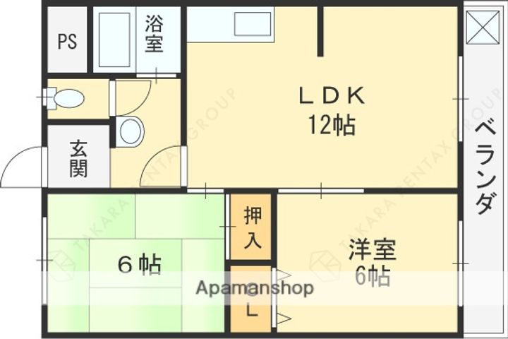 大阪府東大阪市布市町4丁目の賃貸マンションの間取り