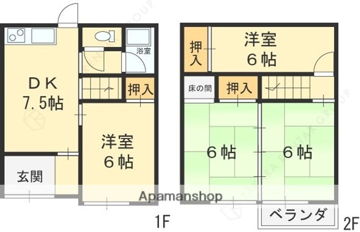 大阪府東大阪市昭和町(一戸建)の賃貸物件の間取り