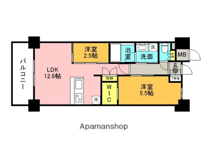 兵庫県西宮市中前田町の賃貸マンションの間取り