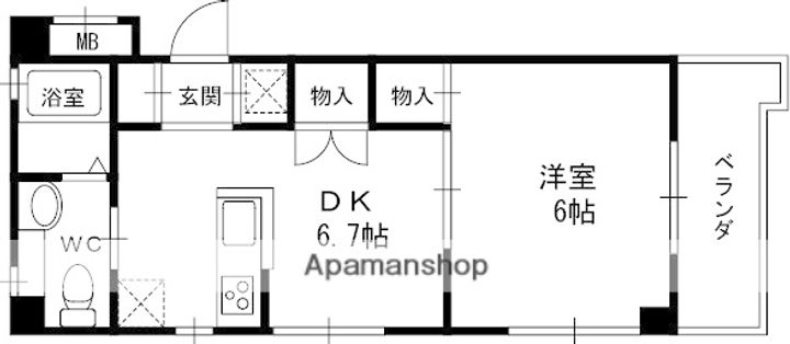 兵庫県西宮市北昭和町の賃貸マンションの間取り