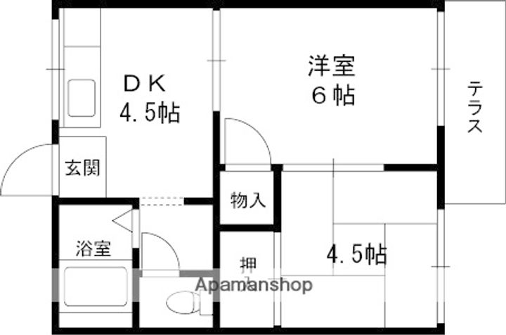 兵庫県西宮市上甲東園2丁目の賃貸アパートの間取り