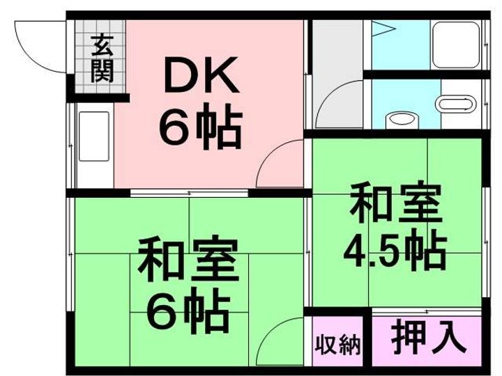 西中コーポ東203の間取り