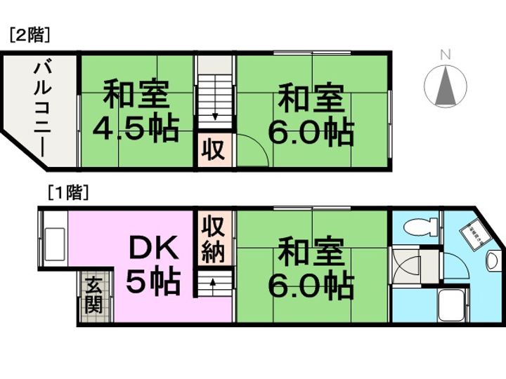 兵庫県尼崎市浜3丁目(一戸建)の賃貸物件戸建ての間取り
